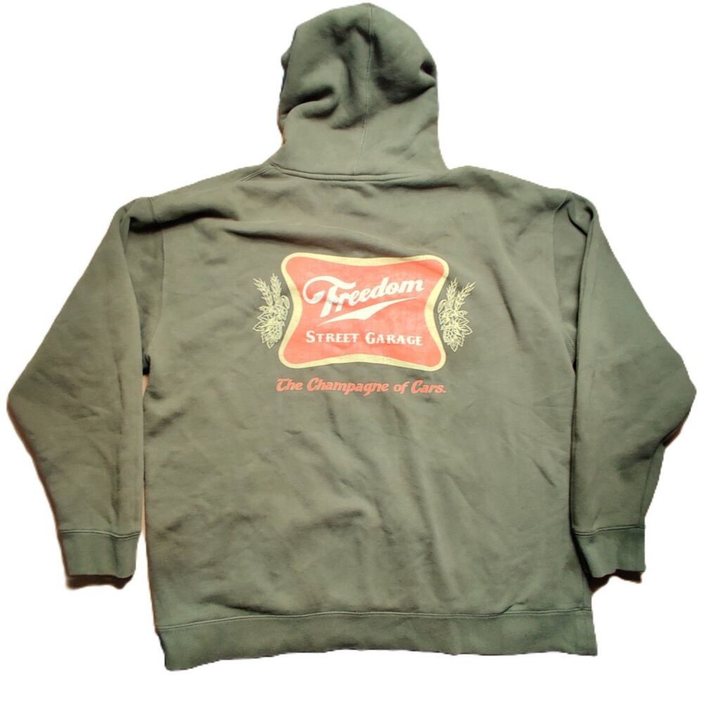 Independent Trading Co Hoodie Freedom Street Garage Green Sweatshirt 3XL